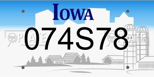 074S78 Iowa License Plate