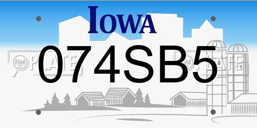 074SB5 Iowa License Plate