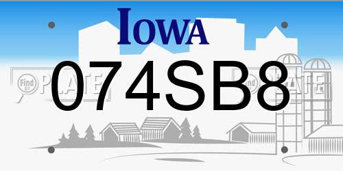 074SB8 Iowa License Plate