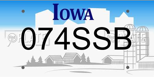 074SSB Iowa License Plate