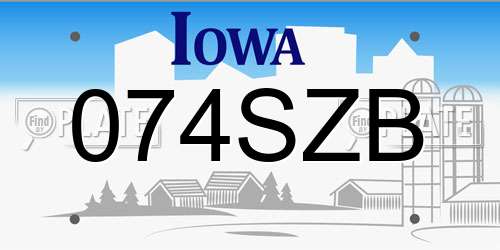 074SZB Iowa License Plate