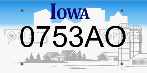 0753AO Iowa License Plate