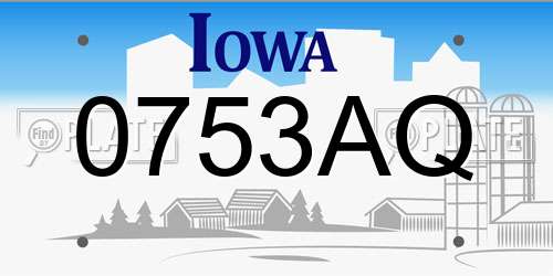 0753AQ Iowa License Plate