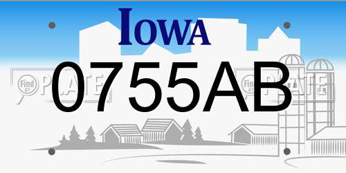 0755AB Iowa License Plate