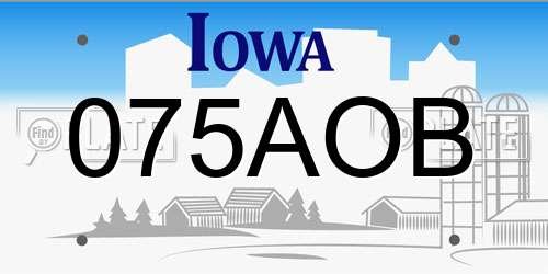 075AOB Iowa License Plate