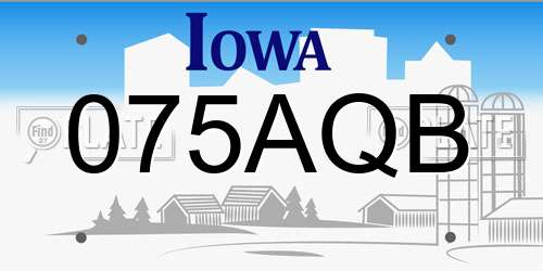 075AQB Iowa License Plate