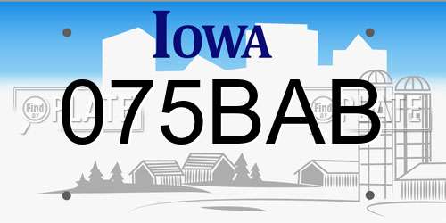075BAB Iowa License Plate