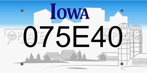 075E40 Iowa License Plate