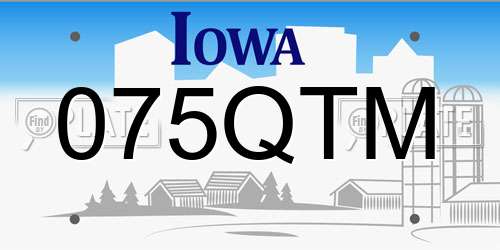 075QTM Iowa License Plate