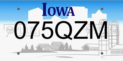 075QZM Iowa License Plate