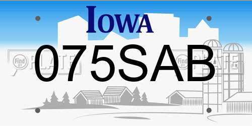 075SAB Iowa License Plate