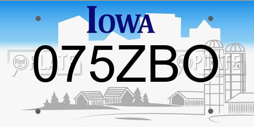 075ZBO Iowa License Plate