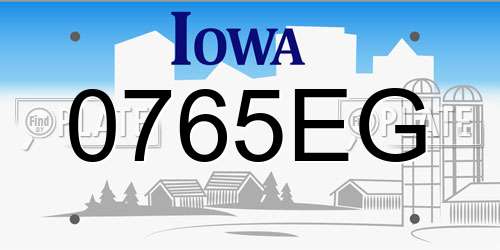 0765EG Iowa License Plate