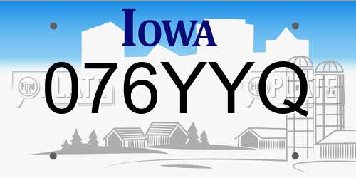 076YYQ Iowa License Plate