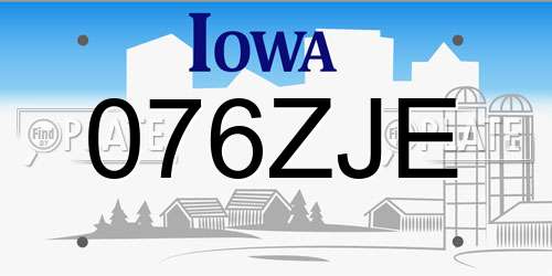 076ZJE Iowa License Plate