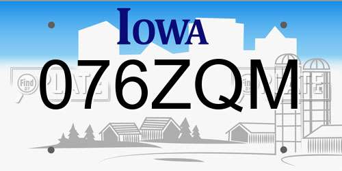 076ZQM Iowa License Plate