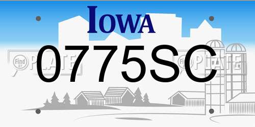 0775SC Iowa License Plate