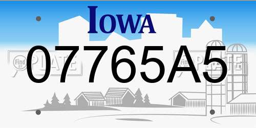 07765A5 Iowa License Plate