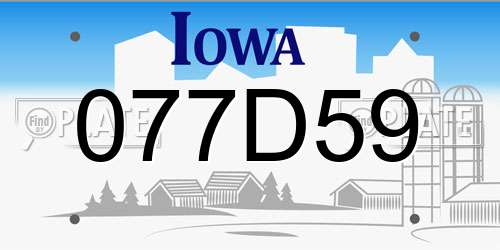 077D59 Iowa License Plate