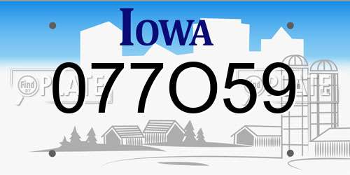 077O59 Iowa License Plate