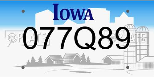 077Q89 Iowa License Plate
