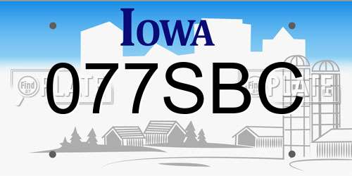 077SBC Iowa License Plate
