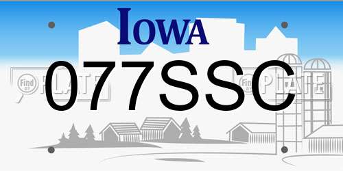 077SSC Iowa License Plate