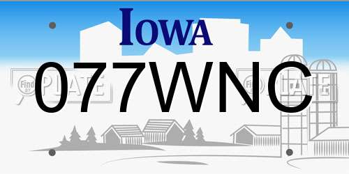 077WNC Iowa License Plate