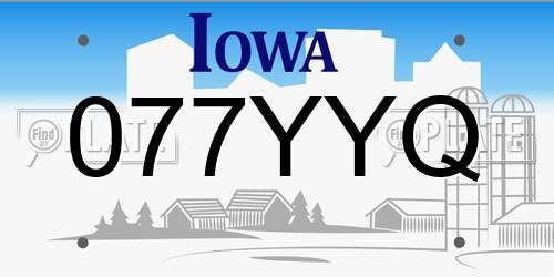 077YYQ Iowa License Plate