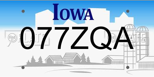 077ZQA Iowa License Plate