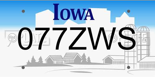 077ZWS Iowa License Plate