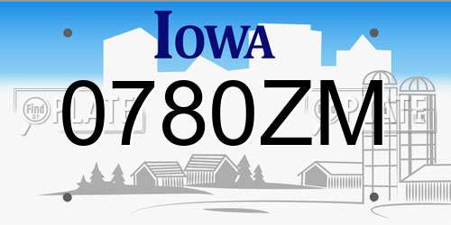 0780ZM Iowa License Plate