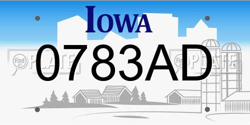 0783AD Iowa License Plate