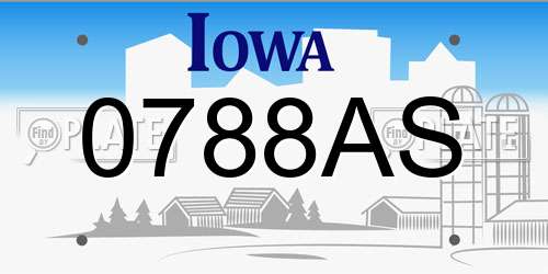 0788AS Iowa License Plate