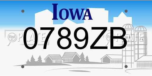 0789ZB Iowa License Plate