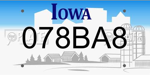 078BA8 Iowa License Plate