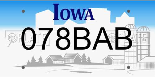 078BAB Iowa License Plate