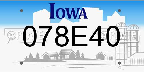 078E40 Iowa License Plate