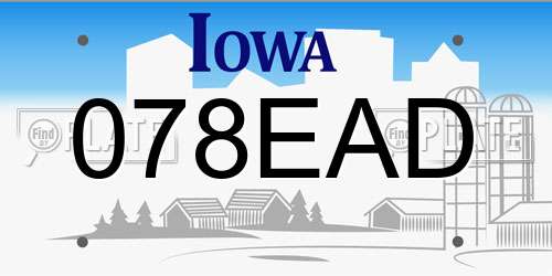 078EAD Iowa License Plate