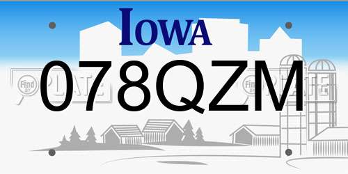 078QZM Iowa License Plate