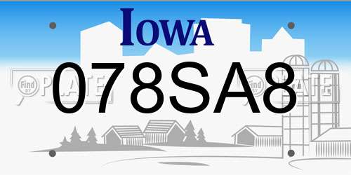 078SA8 Iowa License Plate