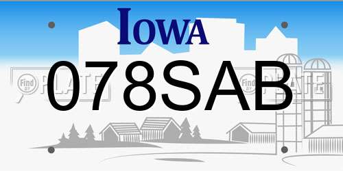 078SAB Iowa License Plate