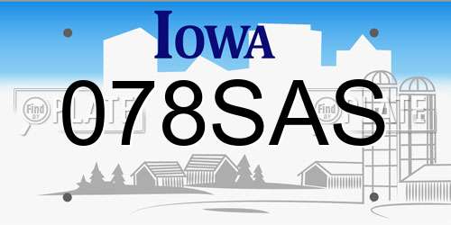 078SAS Iowa License Plate