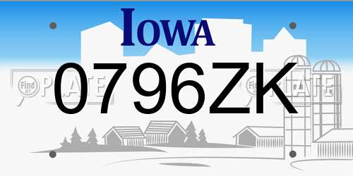 0796ZK Iowa License Plate