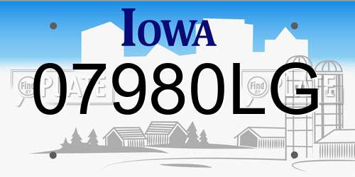 07980LG Iowa License Plate