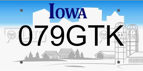 079GTK Iowa License Plate