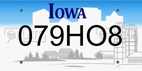 079HO8 Iowa License Plate