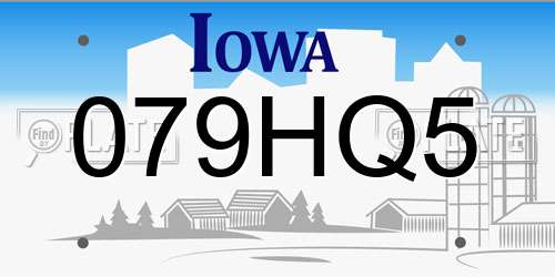 079HQ5 Iowa License Plate