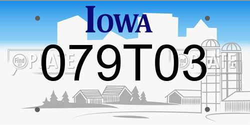 079T03 Iowa License Plate