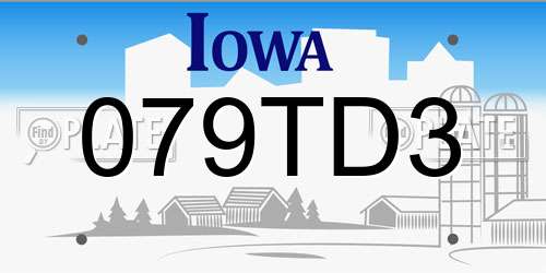 079TD3 Iowa License Plate